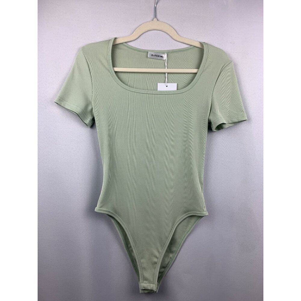Women’s NWT Katch Me Green Sage Ribbed Bodysuit Size S/M